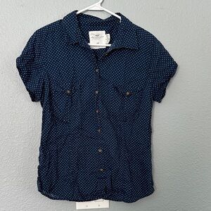 H&M Navy Polka Dot Button-Down Shirt